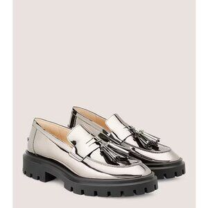 Stuart Weitzman Ultra Lug Gunmetal Metallic Loafers